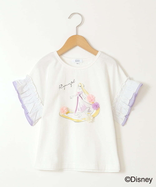 a.v.v（アーヴェヴェ）の「[100-140]袖フリルTシャツ（Tシャツ/カットソー・キッズ・ダークインディゴブルー/ライラック・100/110/120/130/140）」の8枚目の写真