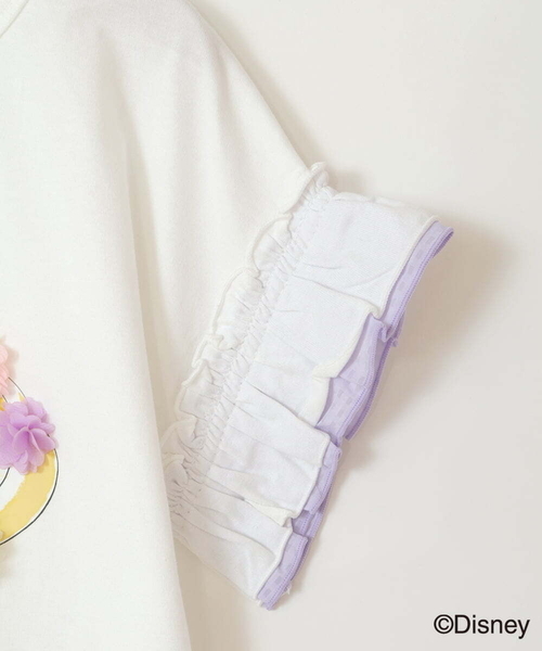 a.v.v（アーヴェヴェ）の「[100-140]袖フリルTシャツ（Tシャツ/カットソー・キッズ・ダークインディゴブルー/ライラック・100/110/120/130/140）」の5枚目の写真