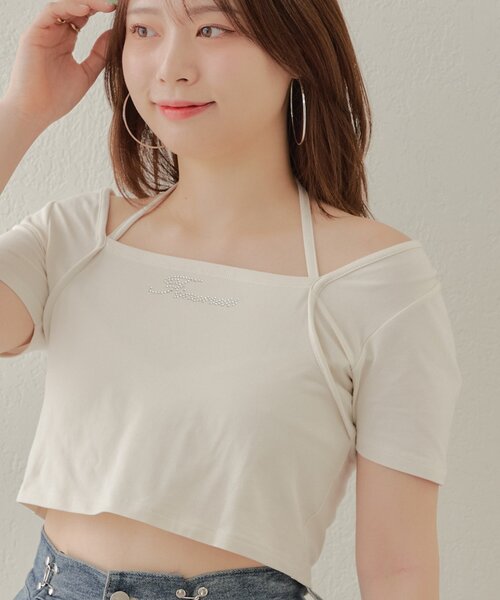 Chico(チコ)の「【再販開始/なご企画/WEB限定】ボレロレイヤードT(Tシャツ/カットソー・レディース・アイボリー・FREE)」の4枚目の写真