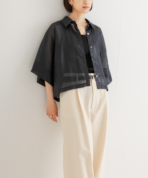 URBAN RESEARCH（アーバンリサーチ）の「『MADE IN JAPAN』フレアスリーブシアーシャツ（シャツ/ブラウス・レディース・ブルー系その他/ベージュ系その他/ブラウン・FREE）」の16枚目の写真