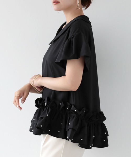 ☆新品 タグ付き☆archivio ストライプ フリル ノースリーブ