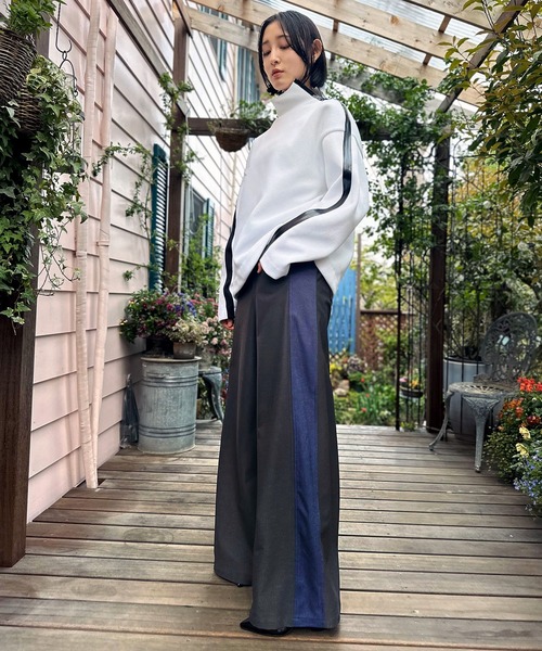 DRESSEDUNDRESSED 2017AW 裾切替スラックス セール】切り替えワイドパンツ（スラックス）｜AVIE（アビィ）の