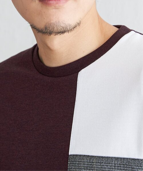 ikka(イッカ)の「ブロックスグレンチェック切り替えTシャツ(Tシャツ/カットソー・メンズ・ホワイト/ブラック/オリーブ/ワイン・M/L/XL/S)」の8枚目の写真