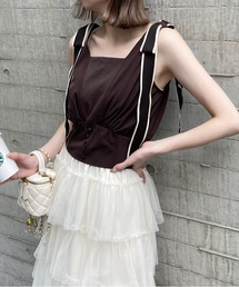 clear | ウエストリブ切替肩リボンノースリーブブラウス≪2024SS新作≫(シャツ/ブラウス)