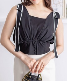 clear | ウエストリブ切替肩リボンノースリーブブラウス≪2024SS新作≫(シャツ/ブラウス)