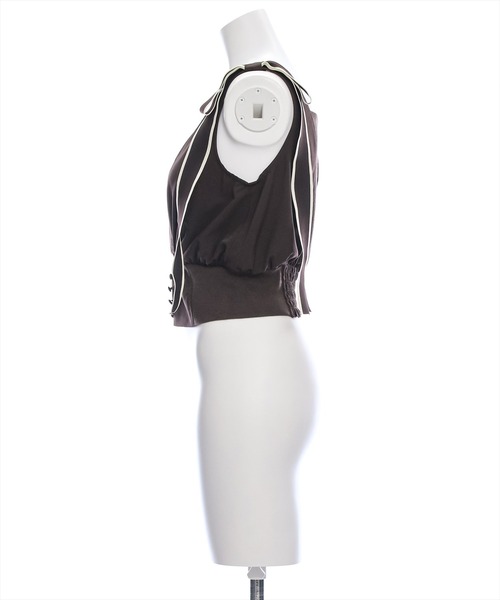 clear（クリア）の「ウエストリブ切替肩リボンノースリーブブラウス（シャツ/ブラウス・レディース・オフホワイト/ブラック/ブラウン・F）」の11枚目の写真