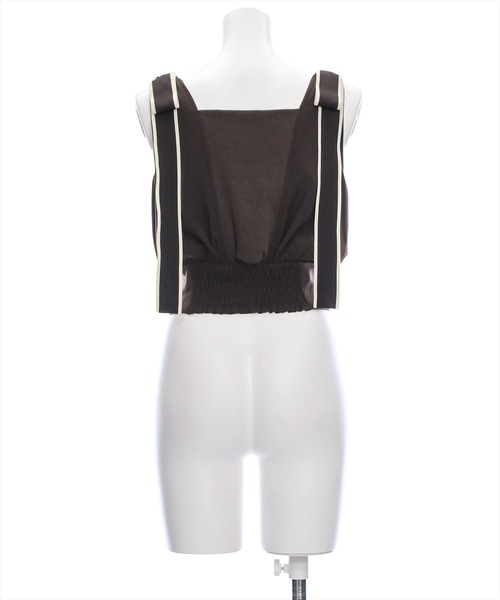 clear（クリア）の「ウエストリブ切替肩リボンノースリーブブラウス（シャツ/ブラウス・レディース・オフホワイト/ブラック/ブラウン・F）」の13枚目の写真