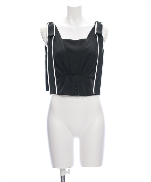 clear（クリア）の「ウエストリブ切替肩リボンノースリーブブラウス（シャツ/ブラウス・レディース・オフホワイト/ブラック/ブラウン・F）」の17枚目の写真