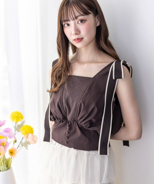 ブラウス シャツ 肩リボンノースリーブAラインブラウス レディース 楽天市場】【完売】ブラウス ノースリーブ レディース バンド