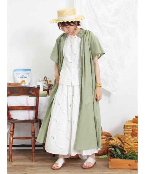 coco 未使用品 カジェヘラ CALLEJERA レディース ワンピース 1(M) 白×緑 グリーン 半袖 EPOCA THE SHOP 「EPOCA SHOP」 半袖ワンピース 36 グリーン