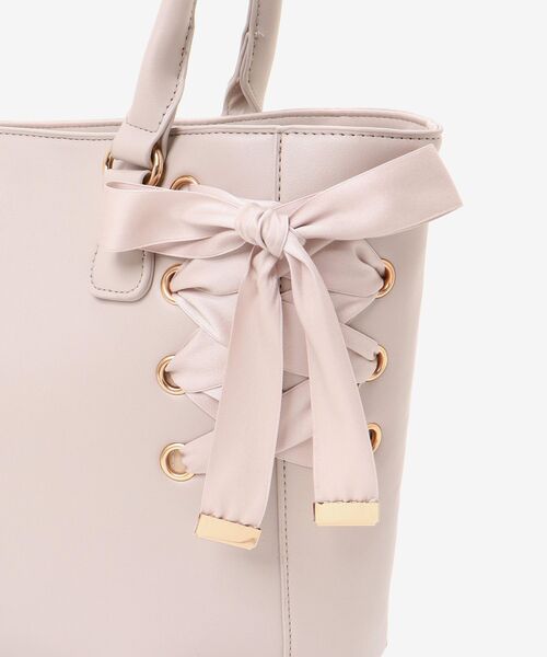 MAJESTIC LEGON(マジェスティックレゴン)の「サイドレースアップトート(トートバッグ・レディース・ピンク/ブラック/グレイッシュベージュ・FREE)」の4枚目の写真