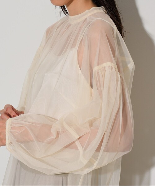 GALLEST（ギャレスト）の「◆チュールフォルムブラウス（シャツ/ブラウス・レディース・ライトブルー/ブラック/アイボリー・38）」の2枚目の写真