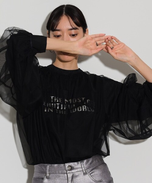 GALLEST（ギャレスト）の「◆チュールフォルムブラウス（シャツ/ブラウス・レディース・ライトブルー/ブラック/アイボリー・38）」の3枚目の写真