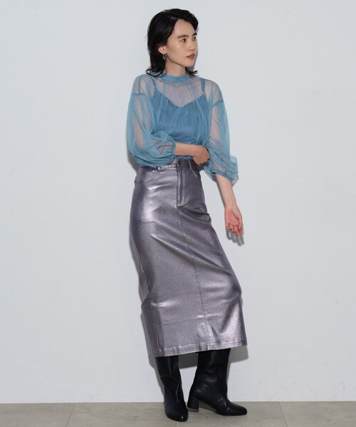 GALLEST（ギャレスト）の「◆チュールフォルムブラウス（シャツ/ブラウス・レディース・ライトブルー/ブラック/アイボリー・38）」の7枚目の写真