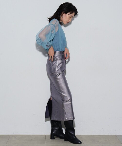 GALLEST（ギャレスト）の「◆チュールフォルムブラウス（シャツ/ブラウス・レディース・ライトブルー/ブラック/アイボリー・38）」の8枚目の写真