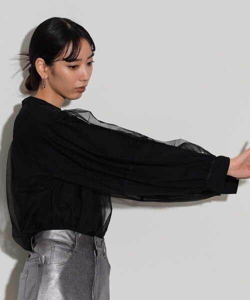 GALLEST（ギャレスト）の「◆チュールフォルムブラウス（シャツ/ブラウス・レディース・ライトブルー/ブラック/アイボリー・38）」の10枚目の写真