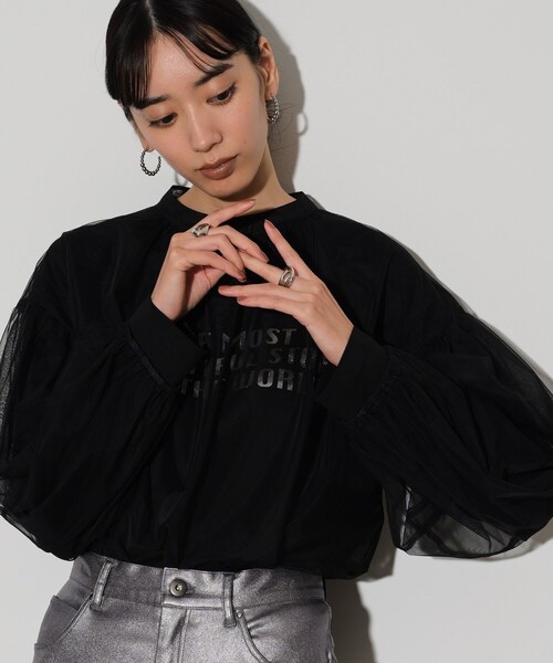 GALLEST（ギャレスト）の「◆チュールフォルムブラウス（シャツ/ブラウス・レディース・ライトブルー/ブラック/アイボリー・38）」の11枚目の写真