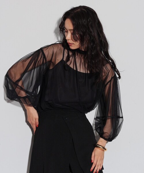 GALLEST（ギャレスト）の「◆チュールフォルムブラウス（シャツ/ブラウス・レディース・ライトブルー/ブラック/アイボリー・38）」の15枚目の写真