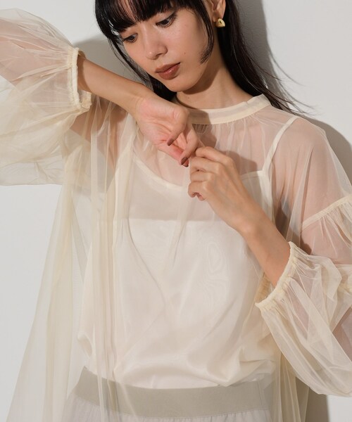 GALLEST（ギャレスト）の「◆チュールフォルムブラウス（シャツ/ブラウス・レディース・ライトブルー/ブラック/アイボリー・38）」の18枚目の写真
