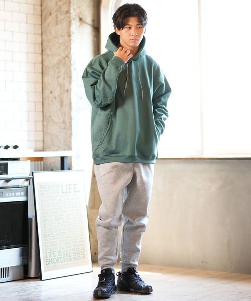 Champion(チャンピオン)の「CHAMPION/チャンピオン プルオーバーパーカー バックプリント ルーズシルエット セットアップ対応 ユニセックス C3-AS104(パーカー・メンズ・グレー/ブラック/グリーン・XL/L/M)」の18枚目の写真