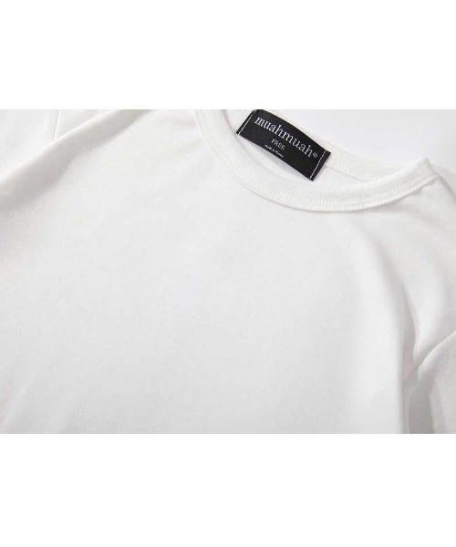 muahmuah（ムーアムーア）の「A'GEM/9 × .kom 『muah muah/ムーアムーア』 SLIM FIT REGULAR LONG SLEEVE T-SHIRT/スリムフィットレギュラーロングシャツ（Tシャツ/カットソー・メンズ・ブラック/ホワイト・FREE）」の4枚目の写真
