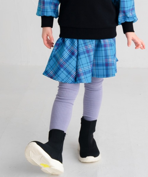 maarook(マルーク)の「タータンチェックサーキュラースカート(スカート・キッズ・ブルー・120cm/130cm/110cm)」の1枚目の写真