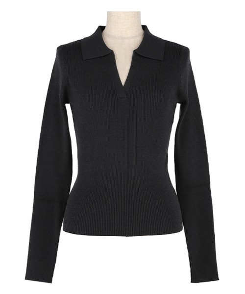 coca(coca)(コカ)の「【WEB限定セール】リブポロニット(ニット/セーター・レディース・ブラック/アイボリー/B/A・L/M)」の14枚目の写真