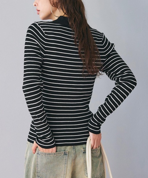 coca(coca)(コカ)の「【WEB限定セール】リブポロニット(ニット/セーター・レディース・ブラック/アイボリー/B/A・L/M)」の5枚目の写真