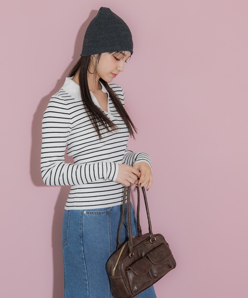 coca(coca)(コカ)の「【WEB限定セール】リブポロニット(ニット/セーター・レディース・ブラック/アイボリー/B/A・L/M)」の22枚目の写真