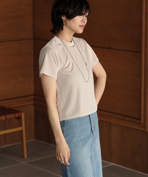 Mia (ミア)の「ベロアTシャツ(Tシャツ/カットソー・レディース・ベージュ/アイボリー/ブラック・FREE)」の10枚目の写真