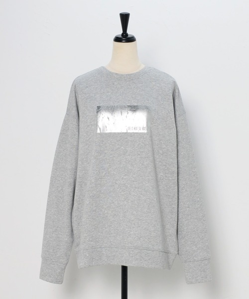 トレーナー スウェット foil print big sweat / オーバーサイズ箔プリントスウェット レディース ENC トレーナー スウェット foil print big sweat / オーバー