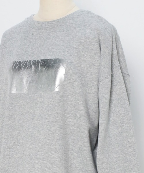 トレーナー スウェット foil print big sweat / オーバーサイズ箔プリントスウェット レディース セール】foil print big sweat / オーバーサイズ箔プリント