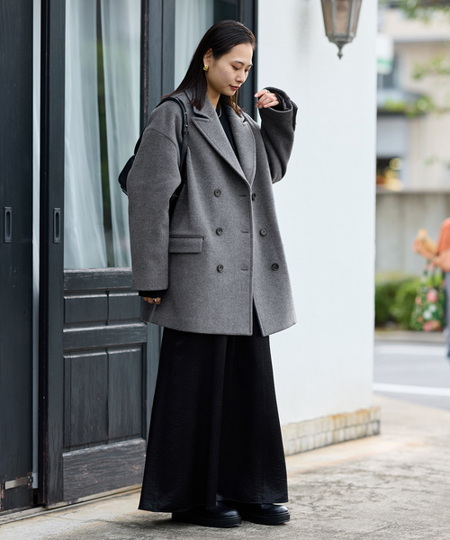 JOURNAL STANDARD（ジャーナルスタンダード）の「スーパー140ビーバージャコット（その他アウター・レディース・ホワイト×ホワイト/グレー/ダークブルー・38/36）」の7枚目の写真