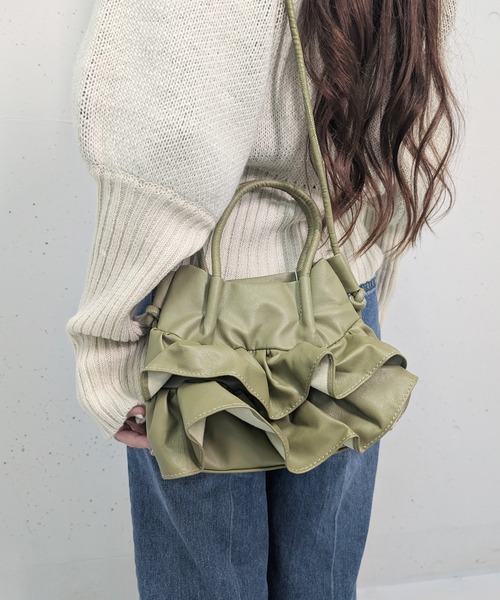 poiregnee（ポワニェ）の「［select］フリルミニバッグ（ショルダーバッグ・レディース・シルバー/ブラック/アイボリー/カーキ・FREE）」の3枚目の写真