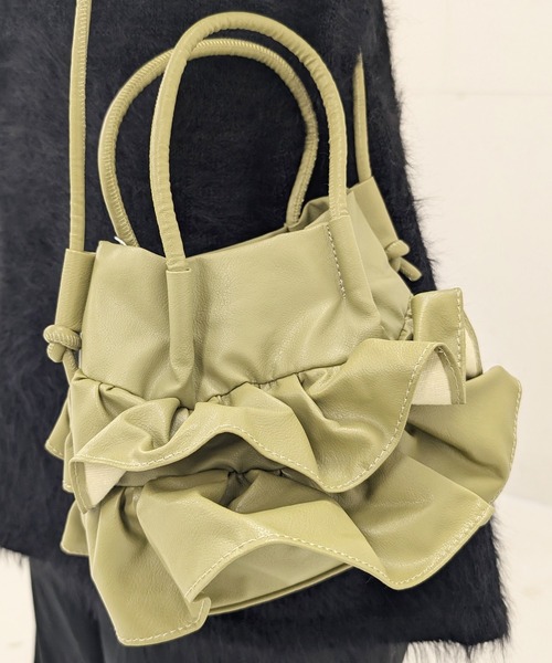 poiregnee（ポワニェ）の「［select］フリルミニバッグ（ショルダーバッグ・レディース・シルバー/ブラック/アイボリー/カーキ・FREE）」の11枚目の写真