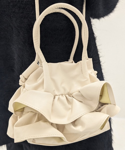 poiregnee（ポワニェ）の「［select］フリルミニバッグ（ショルダーバッグ・レディース・シルバー/ブラック/アイボリー/カーキ・FREE）」の9枚目の写真