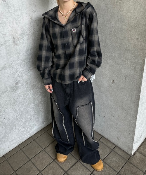 sedacle（セダクル）の「アソートフードシャツ（シャツ/ブラウス・メンズ・ベージュ/ブラック/カーキ/ボルドー・SMALL/MEDIUM/LARGE）」の5枚目の写真