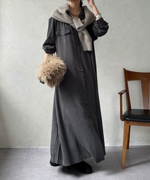 DouDou | テンセルロングシャツドレス(ワンピース)