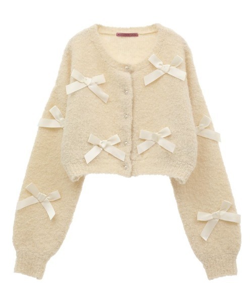 Maison de FLEUR（メゾンドフルール）の「絆のリボンカーディガン（カーディガン/ボレロ・レディース・アイボリー/ブラック・FREE）」の5枚目の写真