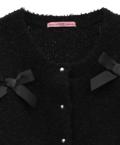 Maison de FLEUR（メゾンドフルール）の「絆のリボンカーディガン（カーディガン/ボレロ・レディース・アイボリー/ブラック・FREE）」の8枚目の写真