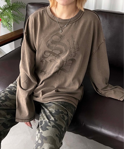 sedacle(セダクル)の「ピグメントプリントロンT(Tシャツ/カットソー・メンズ・ボルドー/ブラウン/チャコールグレー・SMALL/MEDIUM/LARGE)」の2枚目の写真