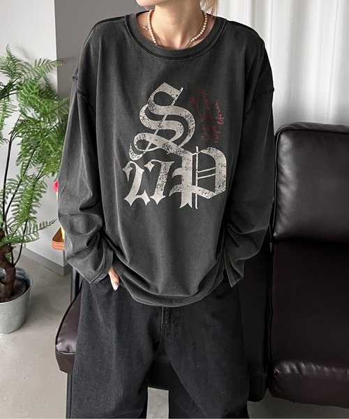 sedacle(セダクル)の「ピグメントプリントロンT(Tシャツ/カットソー・メンズ・ボルドー/ブラウン/チャコールグレー・SMALL/MEDIUM/LARGE)」の4枚目の写真