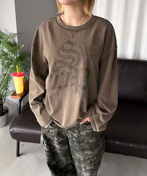 sedacle(セダクル)の「ピグメントプリントロンT(Tシャツ/カットソー・メンズ・ボルドー/ブラウン/チャコールグレー・SMALL/MEDIUM/LARGE)」の15枚目の写真