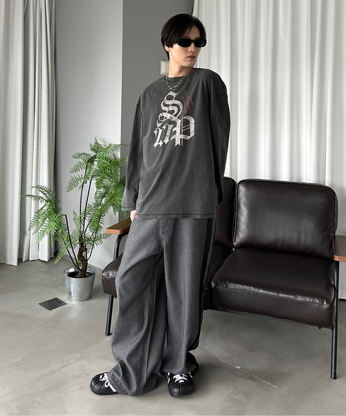 チョダンコラボ★1993studio★ピグメント染め ロンT JEANS MATE tシャツ ピグメントプリント ロンT ピグメント加工