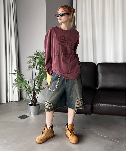 sedacle(セダクル)の「ピグメントプリントロンT(Tシャツ/カットソー・メンズ・ボルドー/ブラウン/チャコールグレー・SMALL/MEDIUM/LARGE)」の21枚目の写真