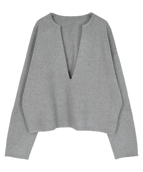 UR'S(ユアーズ)の「ディープキーネックワイドニット(ニット/セーター・レディース・ブラック/ネイビー/杢グレー・M/S/L)」の12枚目の写真