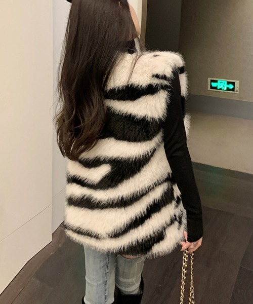 最終値下げ新品未使用完売品fcrbBristol SOPHゼブラ柄 ベストM セール】ゼブラ柄フェイクファーベスト（ベスト）｜GLAMOROUS JANE