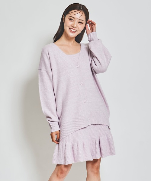 31 Sons de mode（トランテアン　ソン　ドゥ　モード）の「ロングカーデセットミニワンピース（ワンピース・レディース・ライトグレー/キャメル/ラベンダー/オフホワイト・フリー）」の4枚目の写真