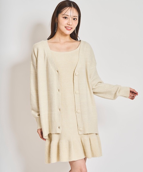 31 Sons de mode（トランテアン　ソン　ドゥ　モード）の「ロングカーデセットミニワンピース（ワンピース・レディース・ライトグレー/キャメル/ラベンダー/オフホワイト・フリー）」の2枚目の写真