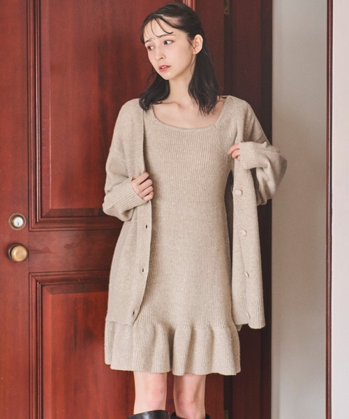 31 Sons de mode（トランテアン　ソン　ドゥ　モード）の「ロングカーデセットミニワンピース（ワンピース・レディース・ライトグレー/キャメル/ラベンダー/オフホワイト・フリー）」の15枚目の写真